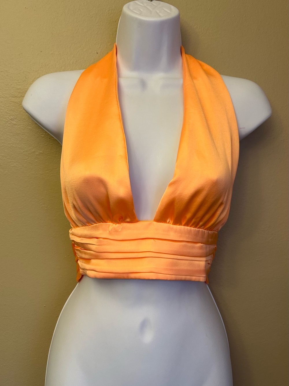 Zara Orange Halter Tie Top